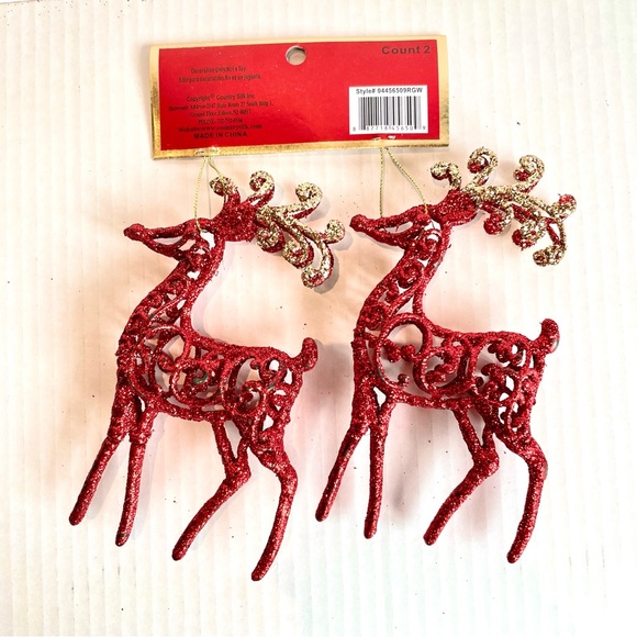 2 Christmas Red Reindeer Tree Ornaments Christmas Decoration - NWT Gift 🎁 - Picture 4 of 5